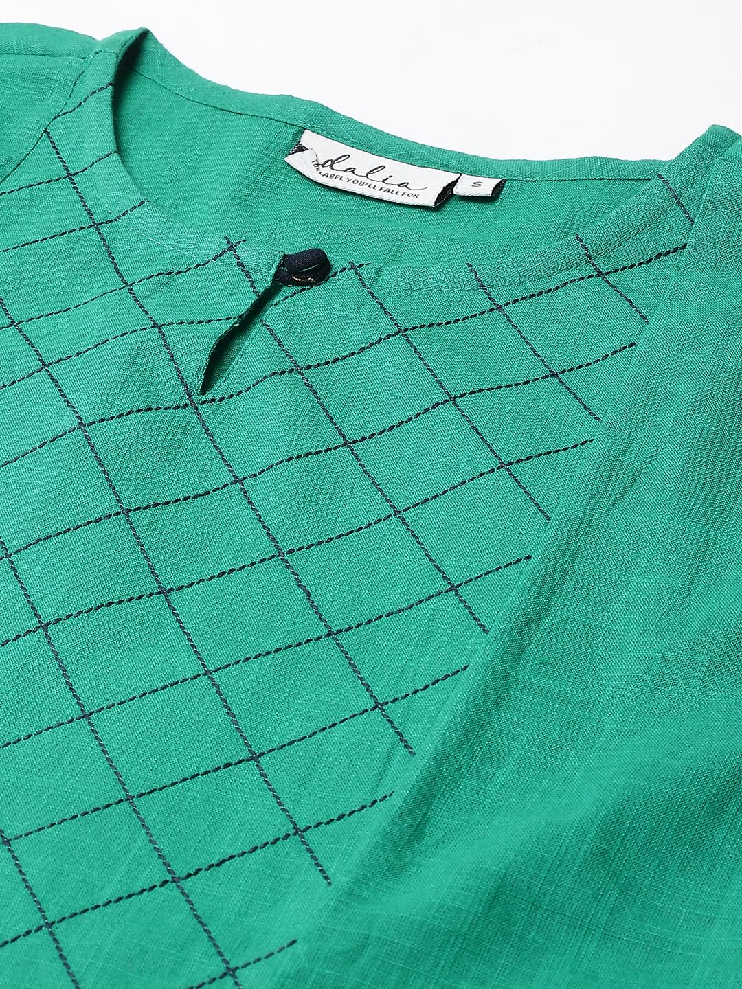 Idalia Rama Green And Navy Blue Cotton Kurta Set