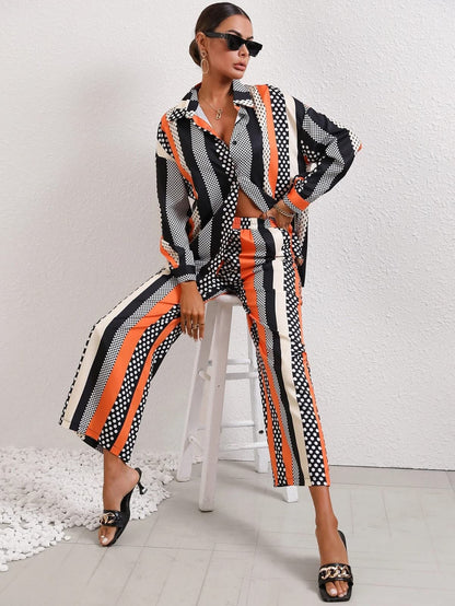 Leriya Fashion Rayon Ethnic Co Ord Set || Frenchy Striped & Geo Print Co-Ord Set For Women|Casual Wear For Women|Kurti Pant Set