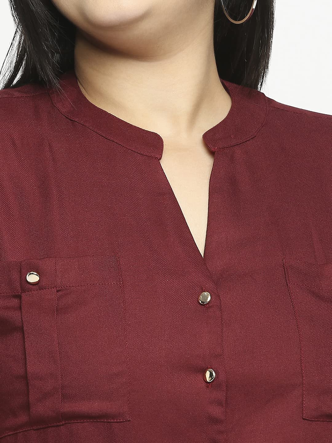 Style Quotient Women Maroon Solid Plus Size Shirts