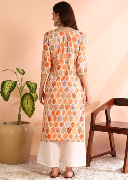 Dsk Studio Poly Rayon Foil Printed Straight Kurti