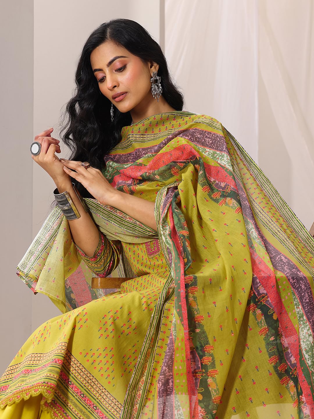 Libas WomenS Cotton Kurta Set (99121Or_Green