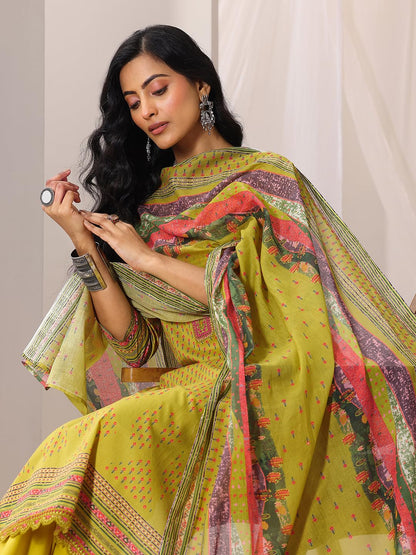 Libas WomenS Cotton Kurta Set (99121Or_Green