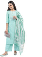 Ketch Cotton Blend Womens Kurta And Palazzos & Dupatta Set (Khk3000412_Blue
