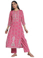 Libas Coral Printed Poly Crepe Straight Kurta With Trousers