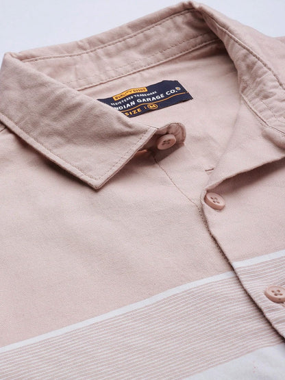 The Indian Garage Co Men Pink Placement Printed Slim Fit Cotton Casual Shirt