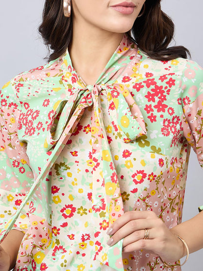 Style Quotient Women Multi Color Floral Printed Polyester Top