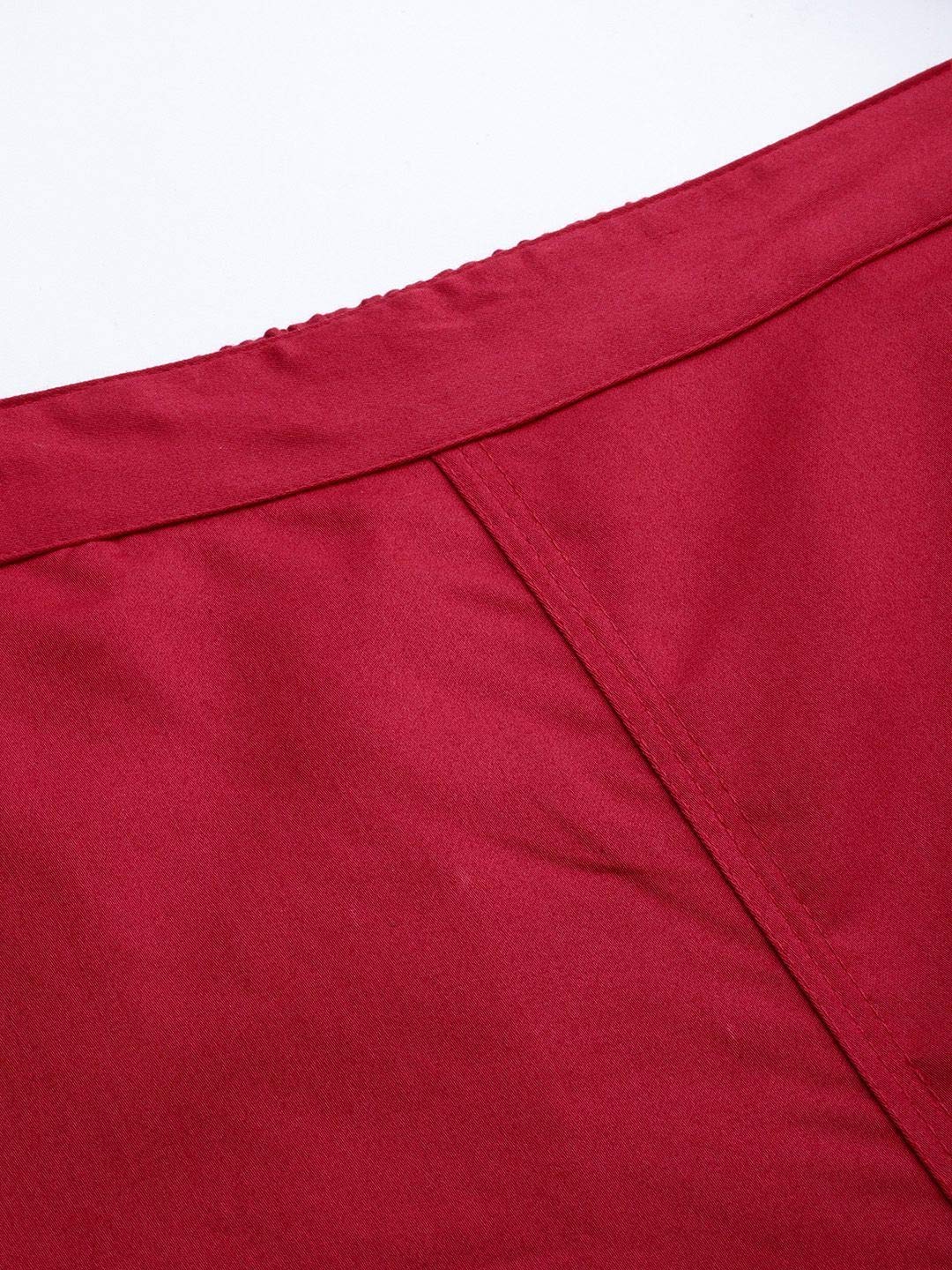 Digital Shopee Women Regular Fit Elastic Waist Full Length Cotton Formal Trouser For Casual Wear, Office Wear Dark Coral