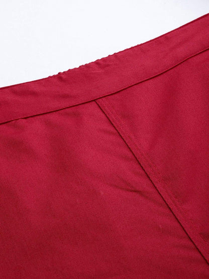 Digital Shopee Women Regular Fit Elastic Waist Full Length Cotton Formal Trouser For Casual Wear, Office Wear Dark Coral