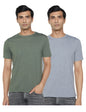 Fyltr MenS Solid T-Shirt - Half Sleeve | Round Neck | 100% Cotton | Regular Fit T-Shirt (Pack Of 2) Grey And Green