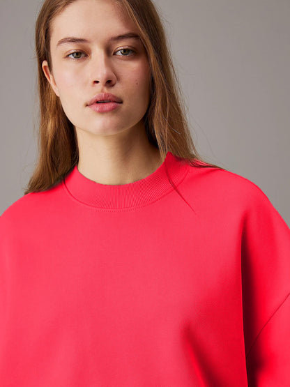 Kotty WomenS Fleece Sweatshirt Solid Pattern With Classic Round Neck(Pink,Xl)