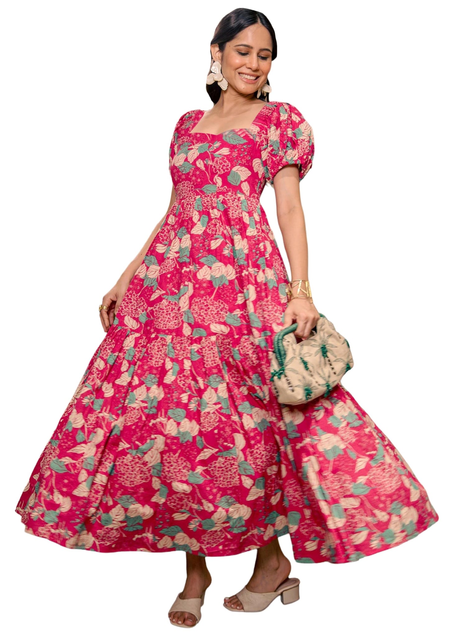ANNI Designer Womens Rayon Viscose Anarkali Printed Kurta (Danish Pink_XXL_Pink_XX-Large)