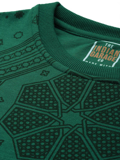 The Indian Garage Co Green Regular Fit Floral Long Sleeve Pull On Sweatshirt