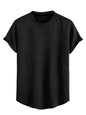 Greciilooks T Shirt For Men Cotton | Textured Oversized Fit Man T-Shirt | Round Neck Half Sleeve Men T-ShirtS Black
