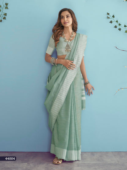 Pujia Mills WomenS Soft Linen Indian Ethnic Wear Saree Casual Wear Saree Professional Wear Women Cotton Saree Cream & Black Sar