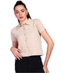 POPWINGS Women Casual Beige Rimjhim Solid Shirt