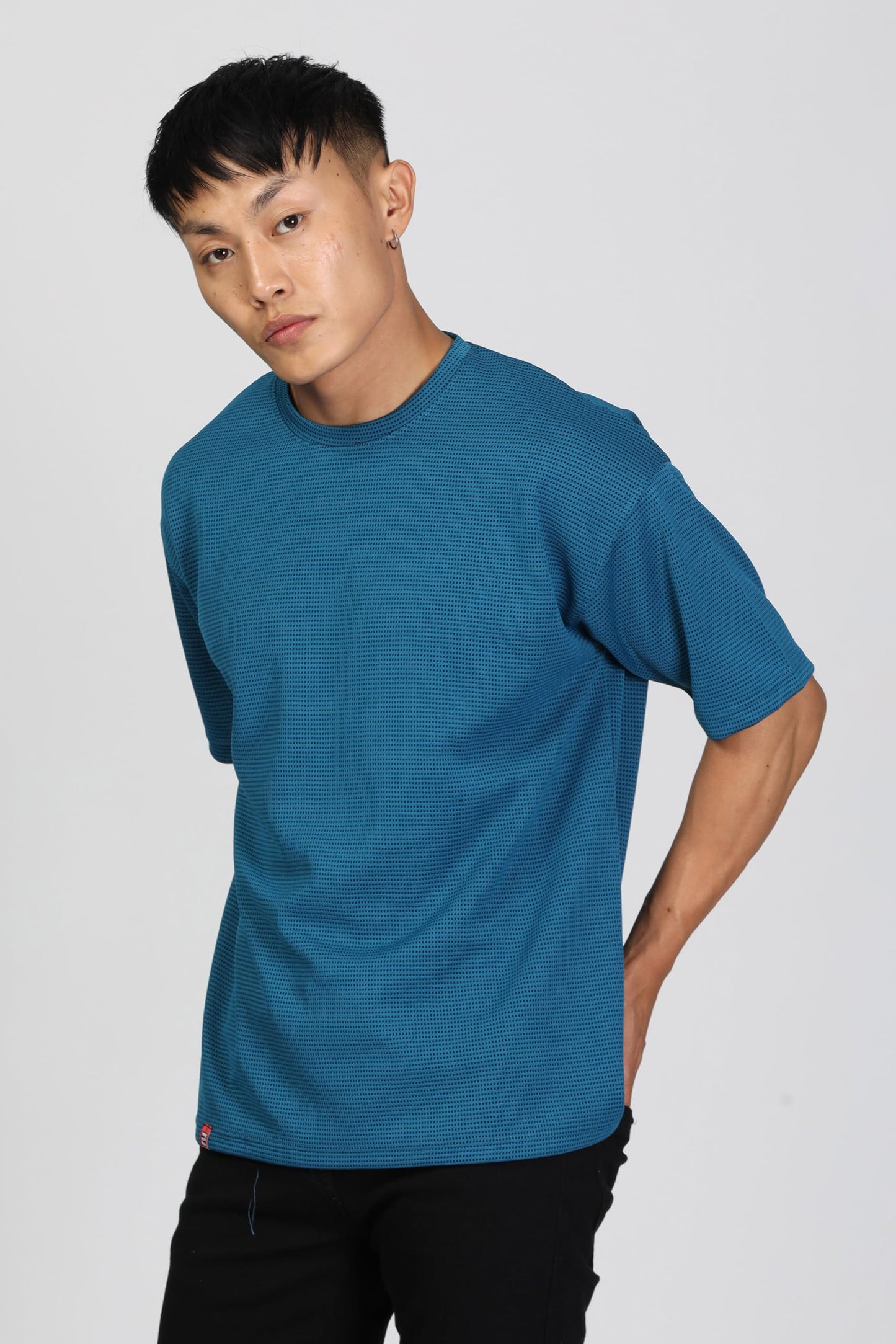 SHODOX Mens Solid Dotted Unique Design Oversized Tshirt for Men - Round Neck Loose Fit Drop Shoulder Mens T-Shirt
