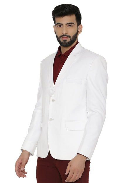 WINTAGE Mens Linen Regular Fit Solid Evening/Casual Blazer Coat Jacket : White