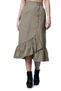 POPWINGS Casual Check Print Long Flare Skirt for Women | Cotton Skirt for Women Skirt for Women Yellow