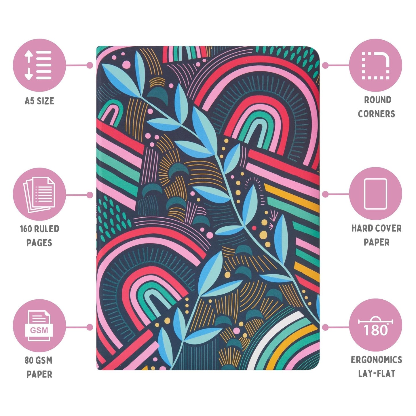 Doodle Hard Bound Soft Foam Padded Paper Notebook | Compact Size A5 (8.25 X 5.7) | 160 Pages, 80 Gsm | Flat Opening | Soft Foam