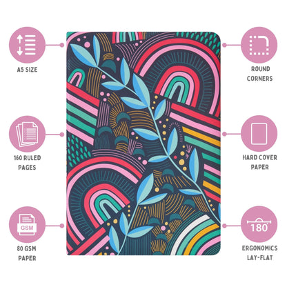 Doodle Hard Bound Soft Foam Padded Paper Notebook | Compact Size A5 (8.25 X 5.7) | 160 Pages, 80 Gsm | Flat Opening | Soft Foam