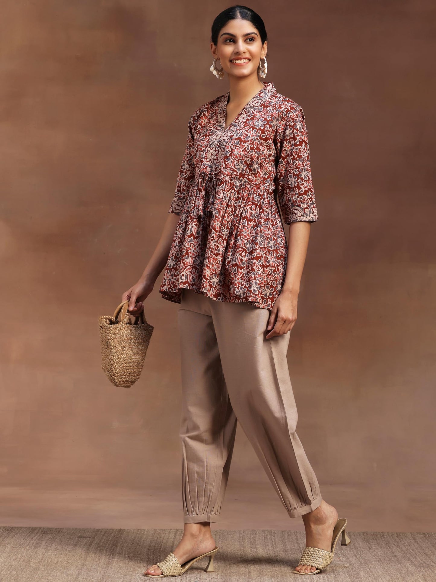 Libas WomenS Cotton Printed A-Line Kurti (29101Or_Rust