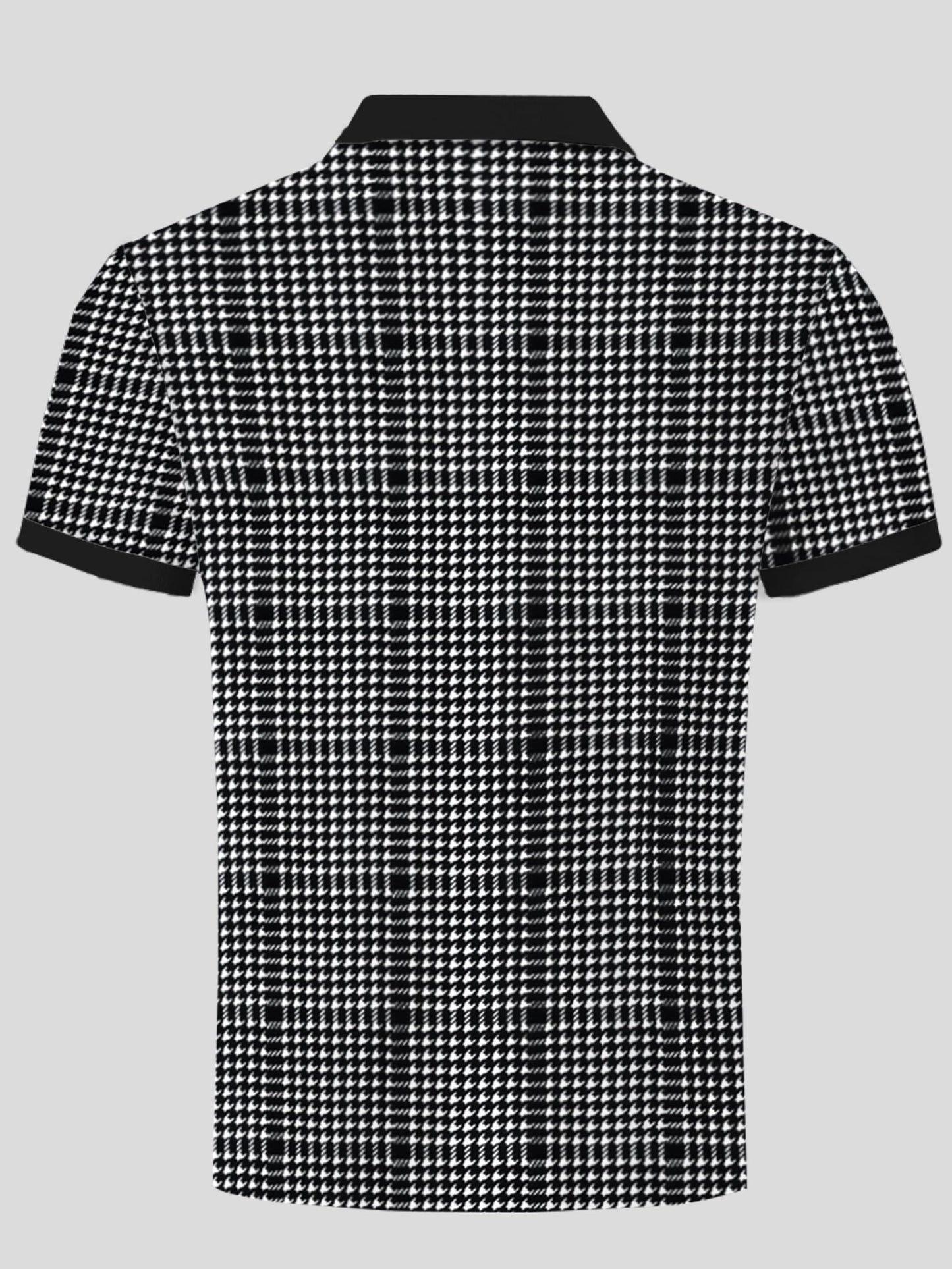 Noble Monk MenS Regular Fit Polo Neck T-Shirt|Half Sleeves|Gradient Houndstooth Pattern|Casual T-Shirt For Men