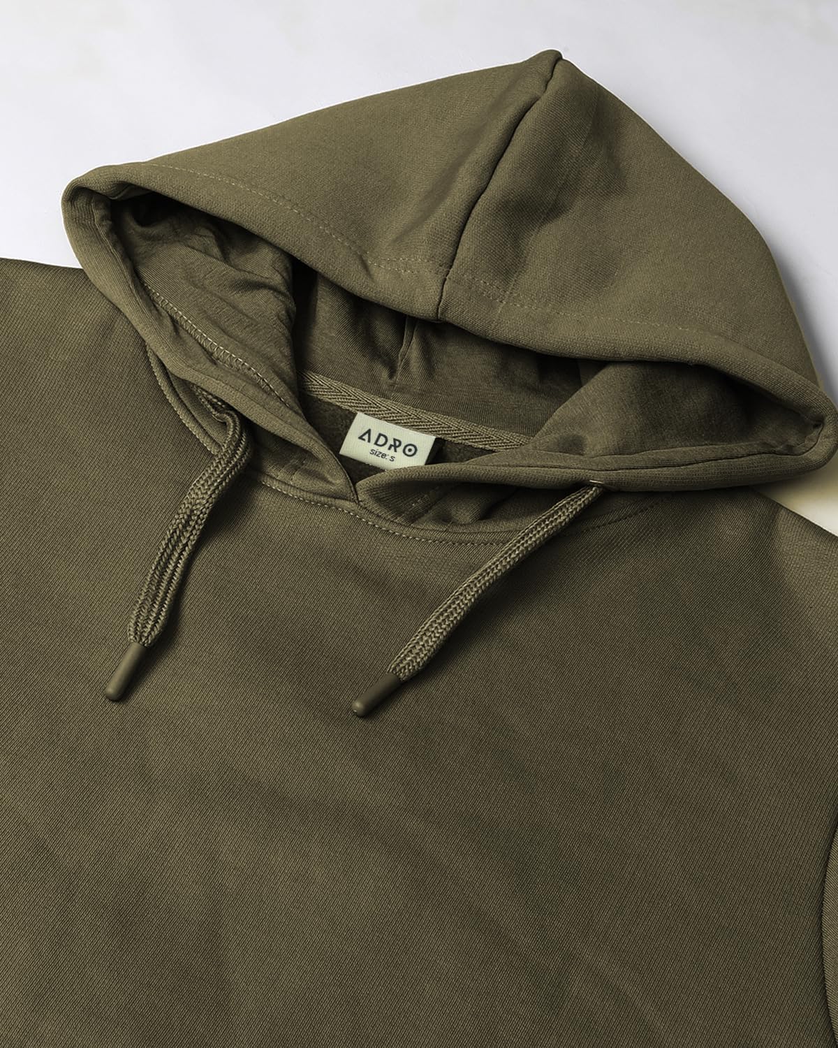 ADRO Men's Cotton Neck Hooded Sweatshirt (H24-M-PLN-OL_Olive