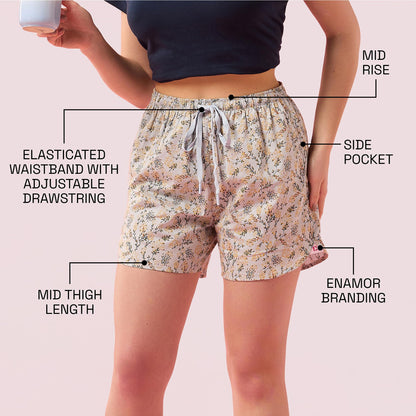 Enamor Womens Boxer Shorts (E7A1_Blue Botanical Print