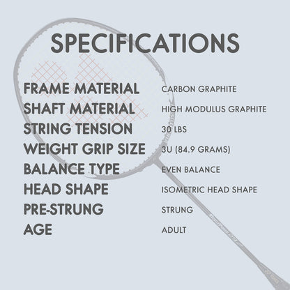 YONEX Muscle Power 29 Badminton Racket - Carbon Graphite, 85g, Max Tension 30lbs, Black/White, Model MP29LTC, for Intermediate Players
