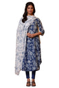 Aurelia Women White Floral Printed Cotton Mulmul Dupatta, One Size