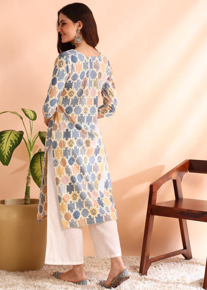 Dsk Studio Poly Rayon Foil Printed Straight Kurti