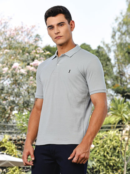 Thomas Scott Mens | Knitted | Cotton Polyester Blend | Ribbed Short Sleeve | Polo Collar | Button | Tshirt for Men (CCMPT04_Blu