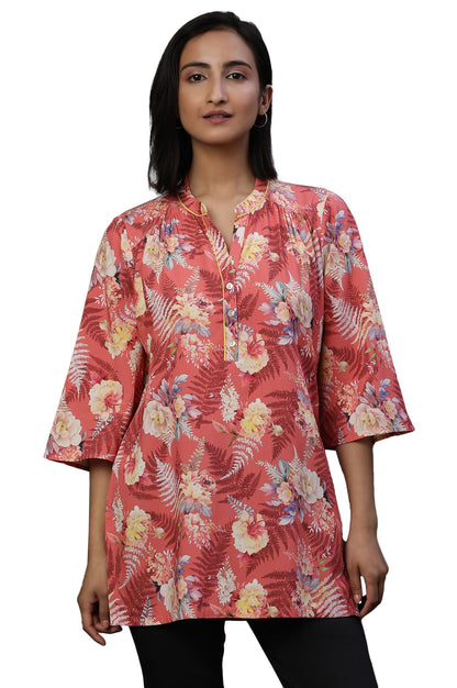 Aurelia WomenS Cotton Floral Regular Kurti (24Fea30438_Red