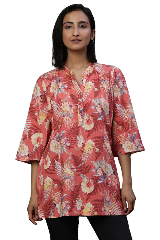 Aurelia WomenS Cotton Floral Regular Kurti (24Fea30438_Red