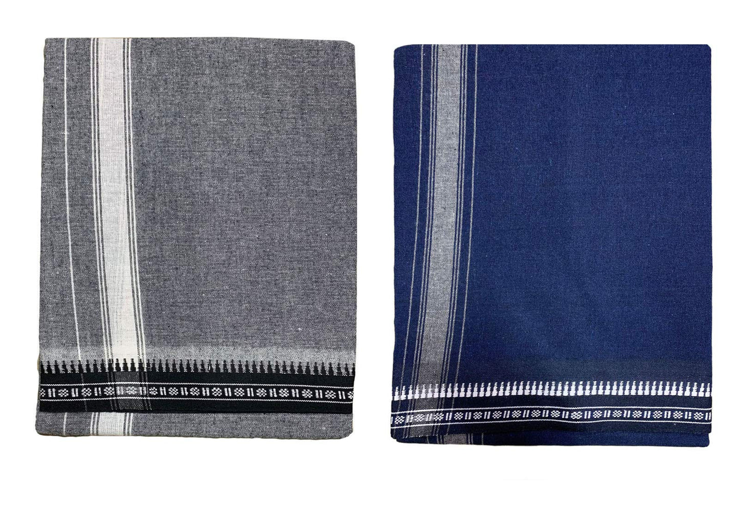 Prakasam Cotton Mens Colour Thalapathi Border Single Dhoti/Size1.28X2.00 Mtrs/Combo Pack Of 2 Dhoties