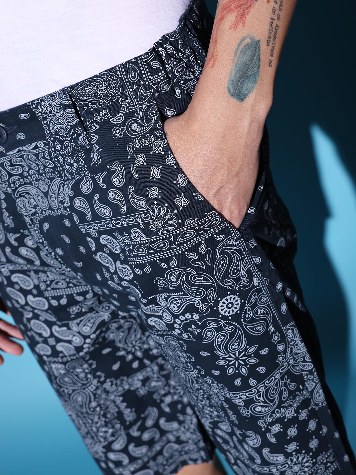 The Indian Garage Co Men Slim Fit Heritage Print Mid-Rise Shorts
