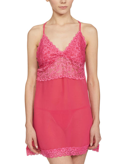Clovia WomenS Net Solid Knee Length Babydoll (Ns1288P14M_Pink_M_Pink_M)