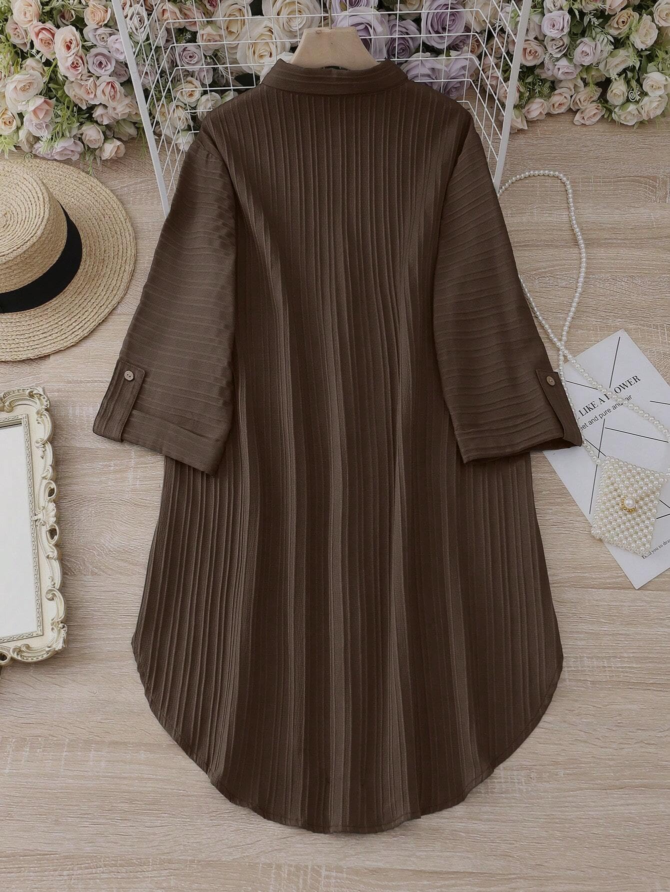 Sheetal Associates Polyester Solid Button Front Shirt Dress For Women || Roll Tab Sleeve & Collared Neck Flared Dress || Office