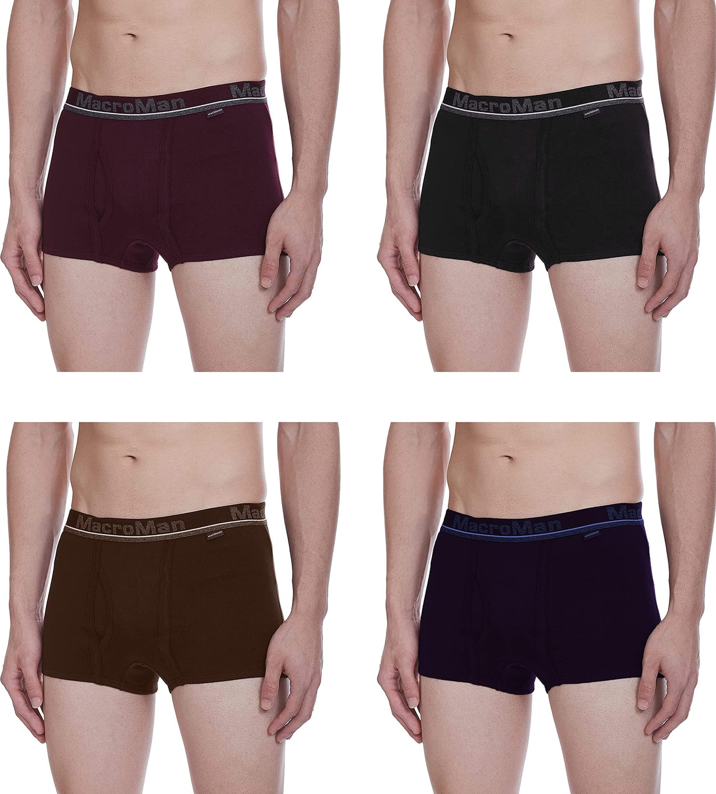 Rupa Macroman Men Mini Trunk | 100% Super Combed Cotton | Assorted | Solid Pattern | Pack of 4