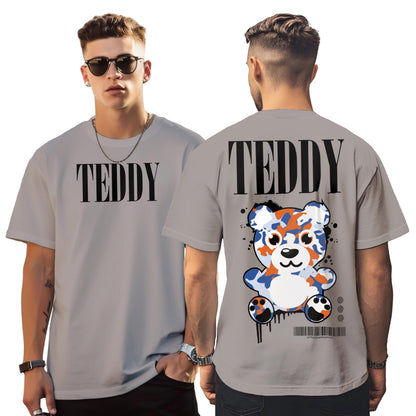 Peppyzone Mens Oversized Fit T-Shirt (PZ-OST-Teddy36FB40FB_Grey