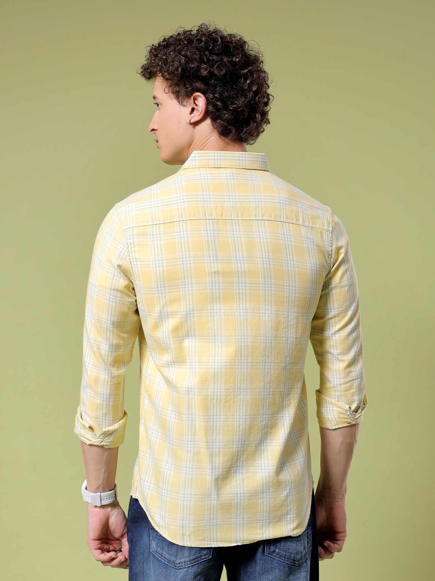The Indian Garage Co Mens Slim Fit Shirt (0923-SHCHYD-07-01_Yellow