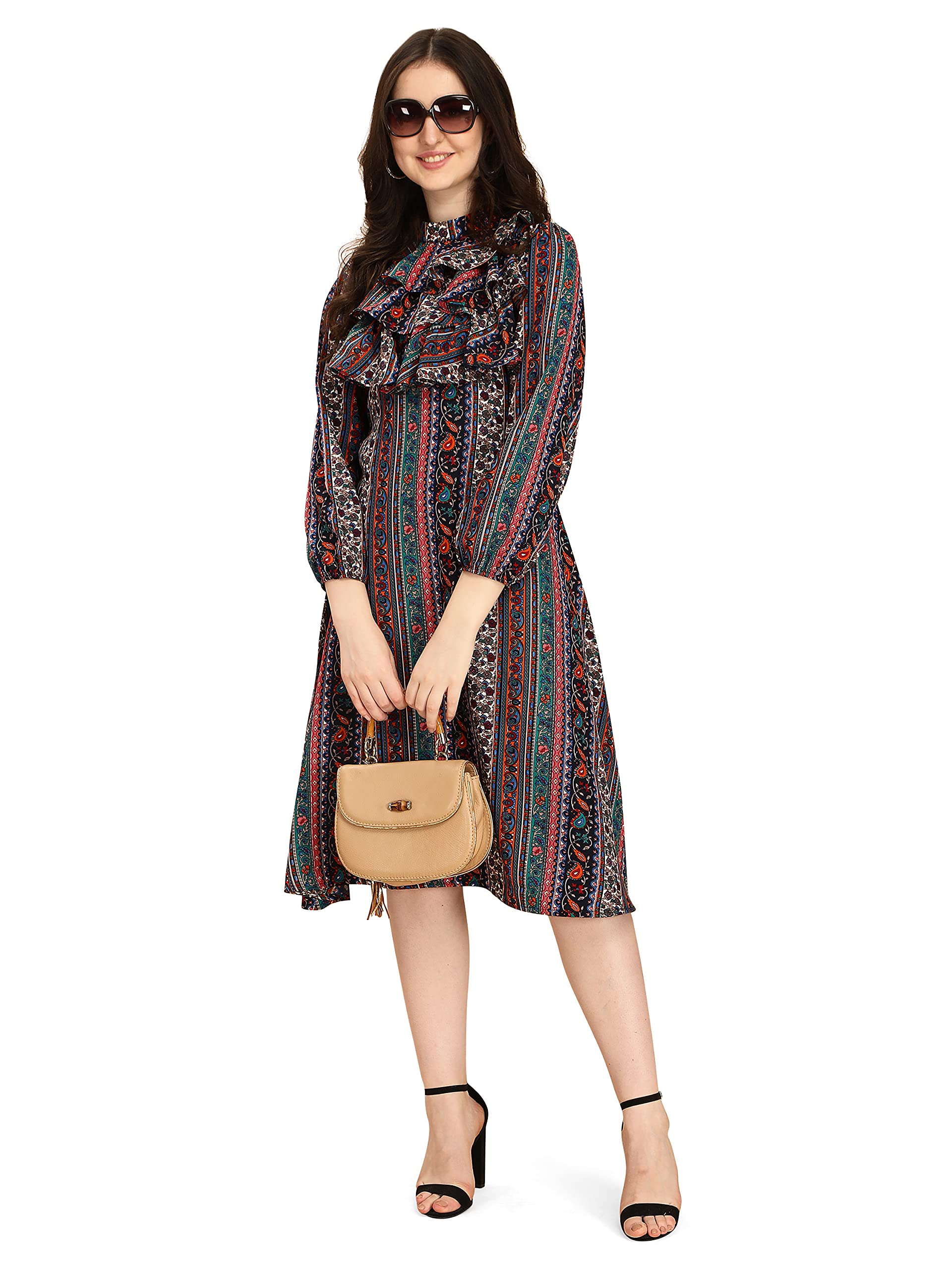 Oomph! WomenS Western & Fusion Wear Midi Dresses For Women, Multicolor - Md309