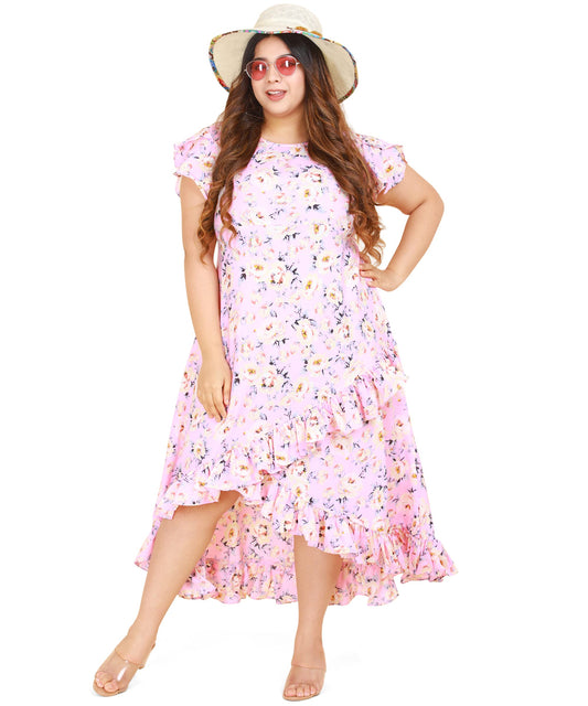 Oomph! WomenS Western & Fusion Wear Crepe Wrap Maxi Dress - Pink