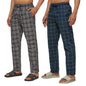 XYXX Mens Super Combed Cotton Checkered Checkmate Pyjamas [Pack of 2] Elasticated Waist, Drawstring | Loungewear for Men in Bla