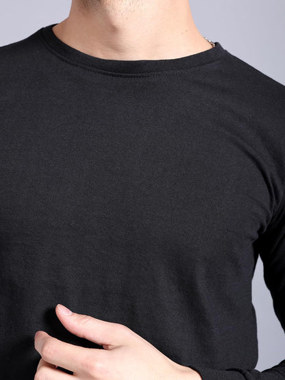 The Indian Garage Co Men Slim Fit Graphic Back Printed Round Neck Tshirt Black