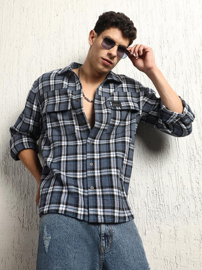 Hubberholme Men Summer Cotton Spread Collar Long Sleeves Oversized Casual Shirt 30