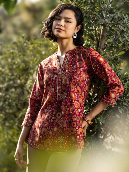 Libas WomenS Silk Blend Printed A-Line Kurtis (29110O_Red