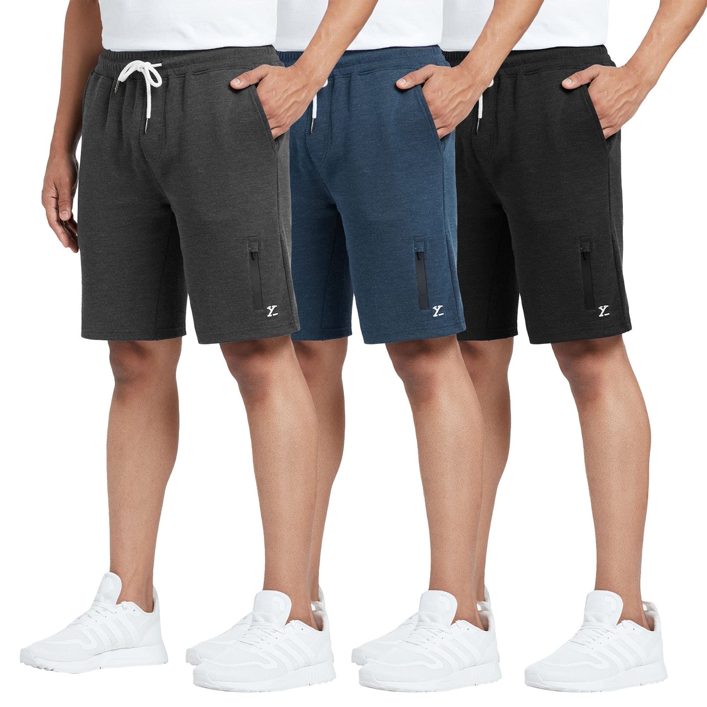 XYXX Athleisure Mens Cotton Melange Shorts | Ultra-Smooth Casual Everyday Wear | Tailored Relaxed Fit Solid Hype Shorts with Zi
