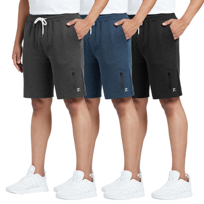 XYXX Athleisure Mens Cotton Melange Shorts | Ultra-Smooth Casual Everyday Wear | Tailored Relaxed Fit Solid Hype Shorts with Zi