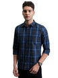 Ketch Men Long Sleeve Semi Fit Khsh001803 Blue Xl